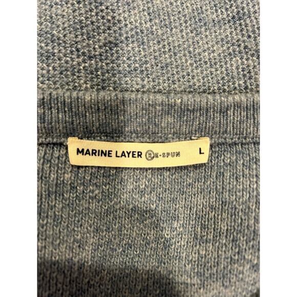 MARINE LAYER Heather Blue Merino Wool Blend Short Sleeve Sweater Tee Size Large - Picture 6 of 10
